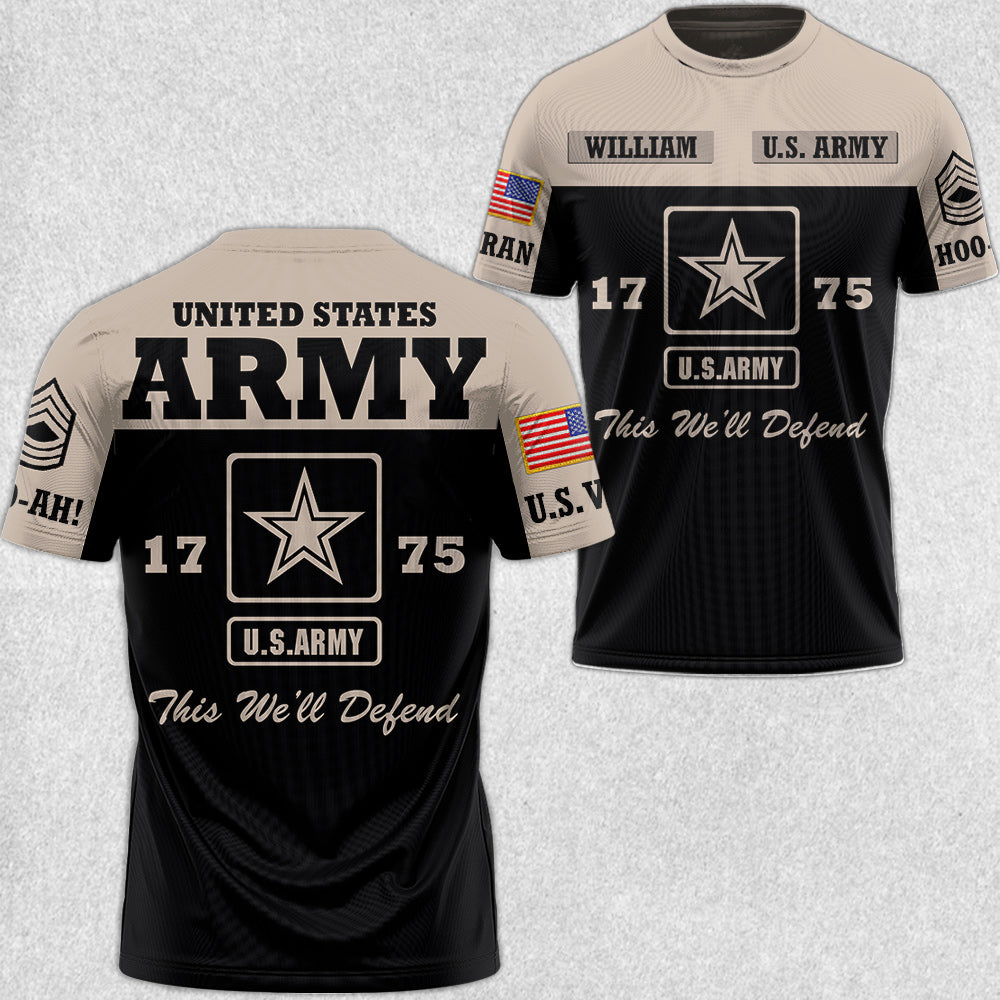 United States Military Veteran Custom Rank All Over Print Shirt For Veteran H2511