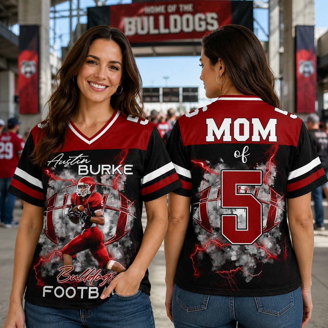 Personalied Football Jersey Shirt For Football Family Custom Photo Game Day Family Shirt H2511