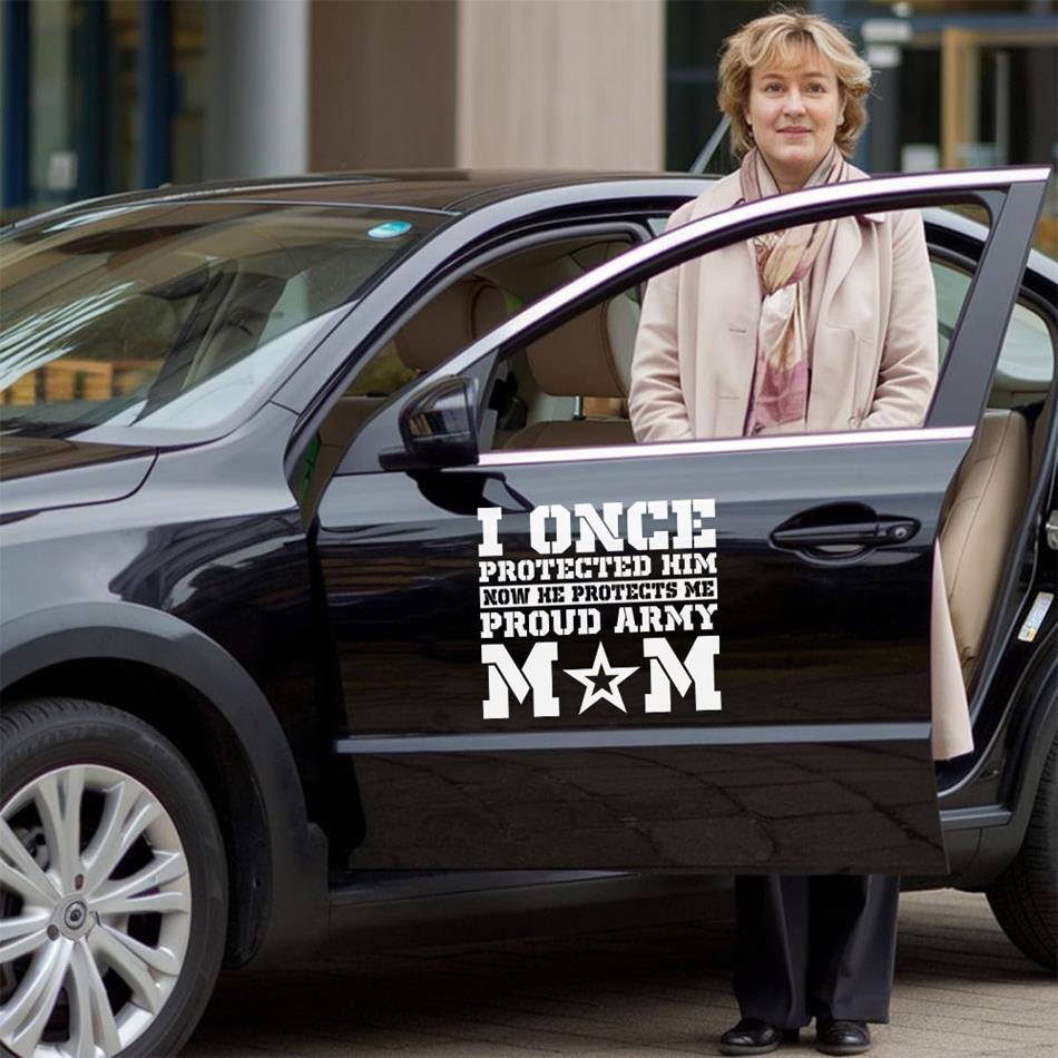 I Once Protected Him Now He Protects Me Proud Army Mom Custom Car Decal For Proud Military Familes H2511 Trna