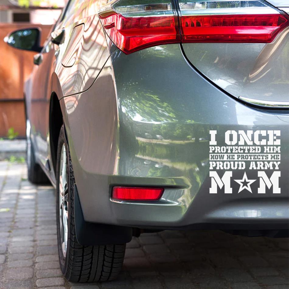 I Once Protected Him Now He Protects Me Proud Army Mom Custom Car Decal For Proud Military Familes H2511 Trna