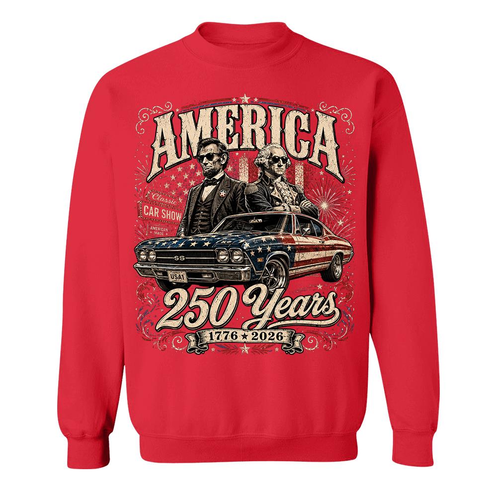 250 Years America Anniversary Classic Car Shirt, George Washington & Lincoln Playing Guitar, Funny 4th of July Tee For Car Lovers Hv01