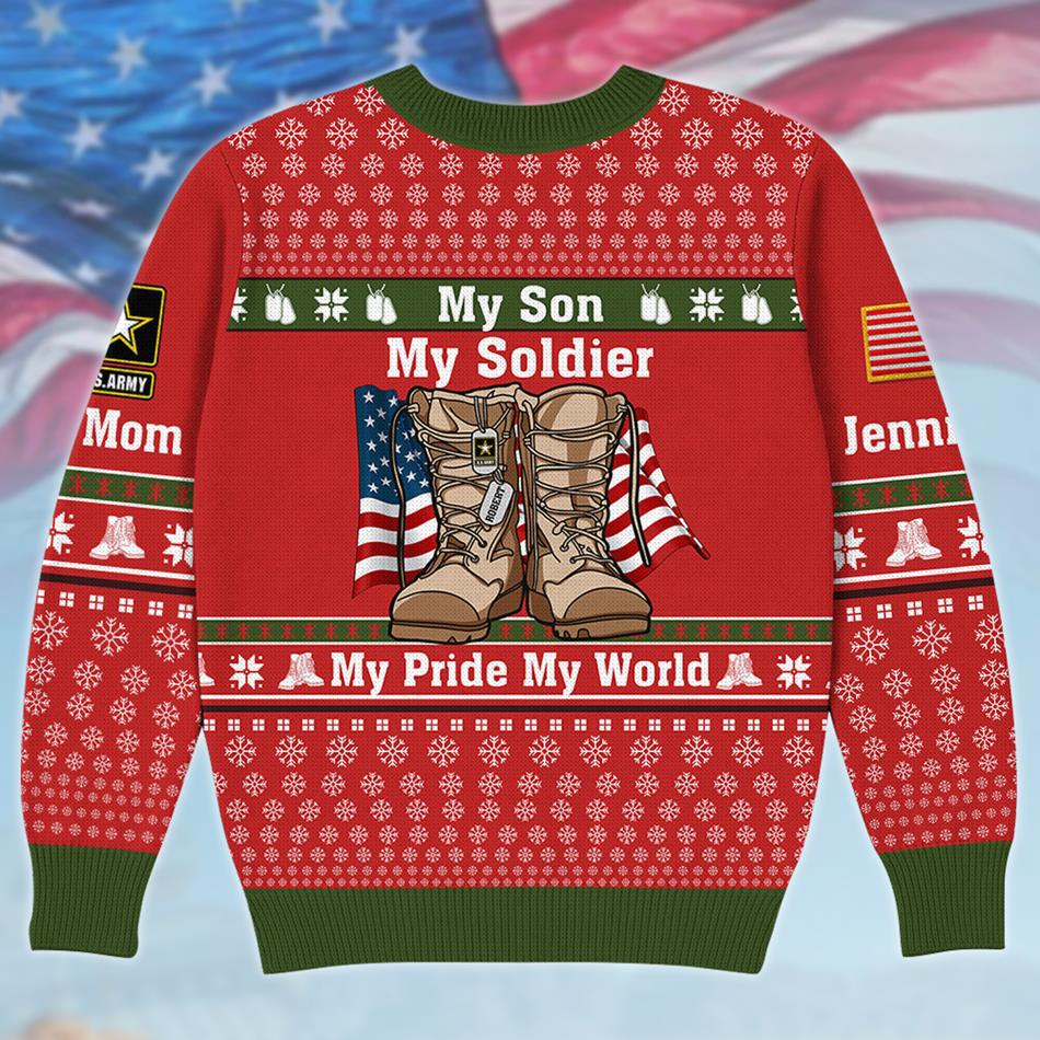All I Want For Chrismast Is Boots In The House Custom Ugly Sweater Gift For US Army Mom Dad Family Christmast Sweater H2511