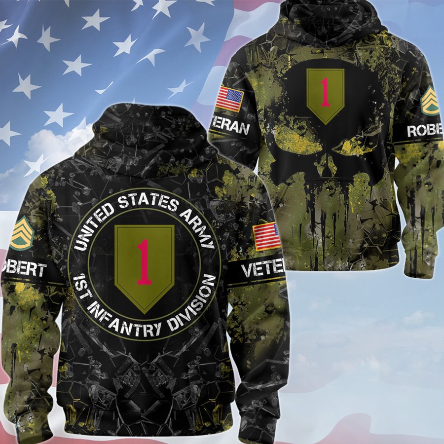 Custom Pns Skull 3D All Over Prints T-Shirt, Personalized Name And Military Division Logo Gift For Veteran H2511 Trna