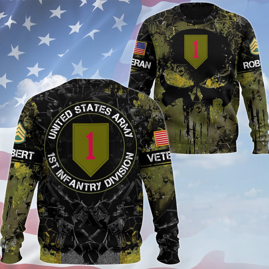 Custom Pns Skull 3D All Over Prints T-Shirt, Personalized Name And Military Division Logo Gift For Veteran H2511 Trna