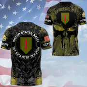 Custom Pns Skull 3D All Over Prints T-Shirt, Personalized Name And Military Division Logo Gift For Veteran H2511 Trna