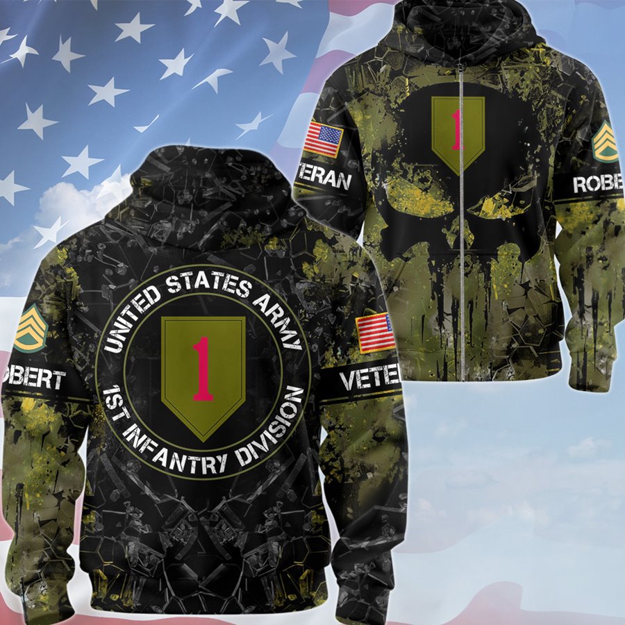Custom Pns Skull 3D All Over Prints T-Shirt, Personalized Name And Military Division Logo Gift For Veteran H2511 Trna