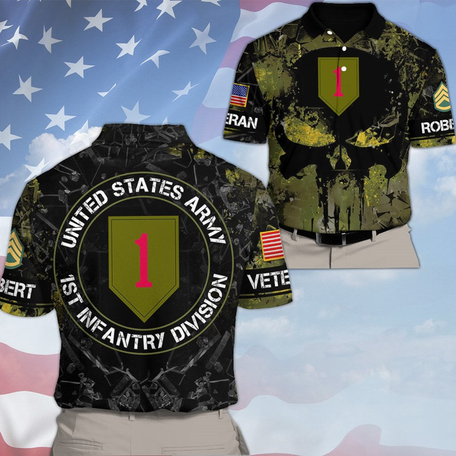 Custom Pns Skull 3D All Over Prints T-Shirt, Personalized Name And Military Division Logo Gift For Veteran H2511 Trna