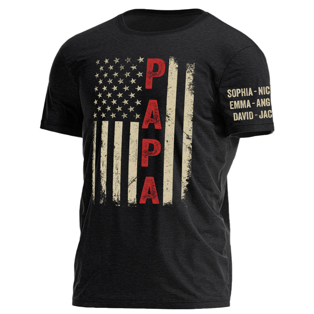 Vintage American Flag US Papa Father's Day Personalized Shirt For Dad Grandpa H2511