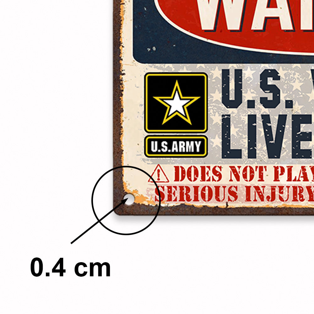 Veteran Custom Metal Sign Warning U.S. Veteran Lives Here Personalized Gift For Veterans H2511