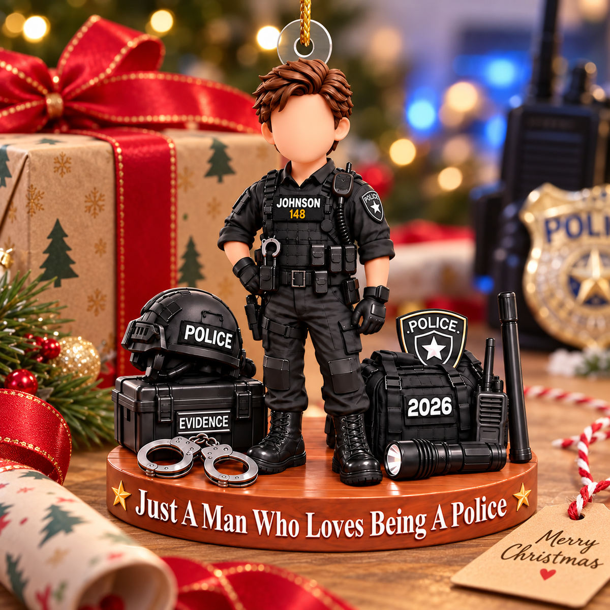 Custom Police Officer Christmas Ornament, Sheriff Bulletproof Vest,  Police Gift L0411 VH01