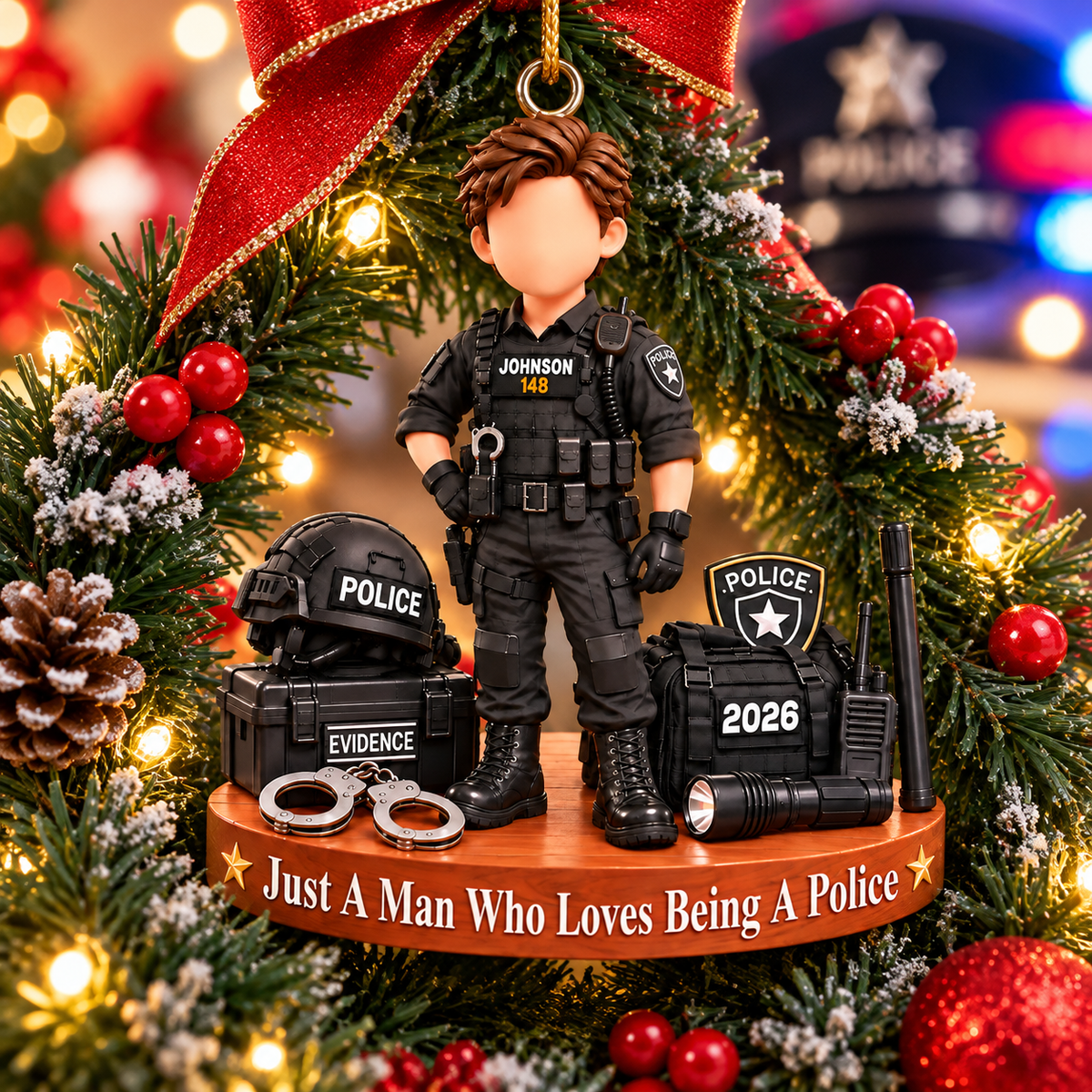 Custom Police Officer Christmas Ornament, Sheriff Bulletproof Vest,  Police Gift L0411 VH01