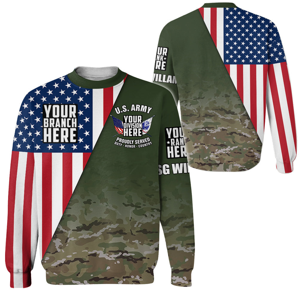 Military US Flag Veteran Personalized All Over Print Shirt Hoodie For Military Veteran H2511