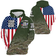 Military US Flag Veteran Personalized All Over Print Shirt Hoodie For Military Veteran H2511