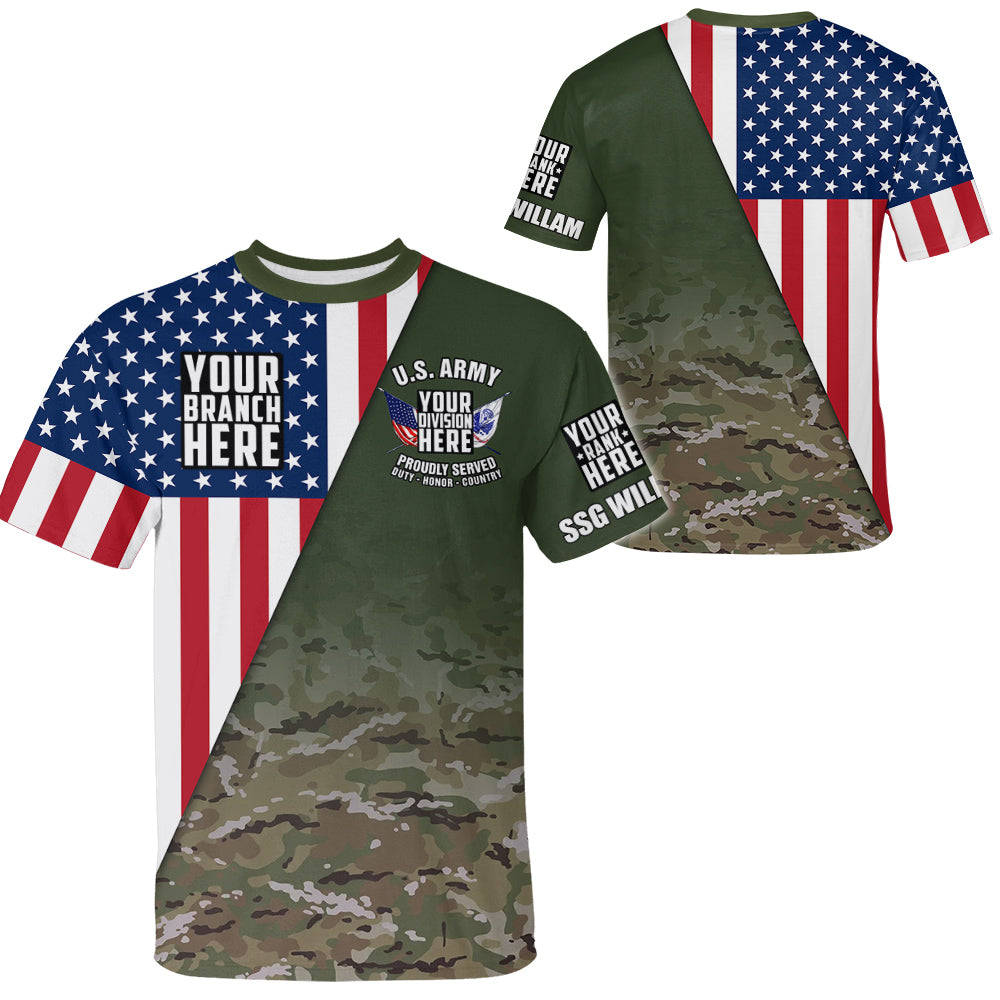 Military US Flag Veteran Personalized All Over Print Shirt Hoodie For Military Veteran H2511