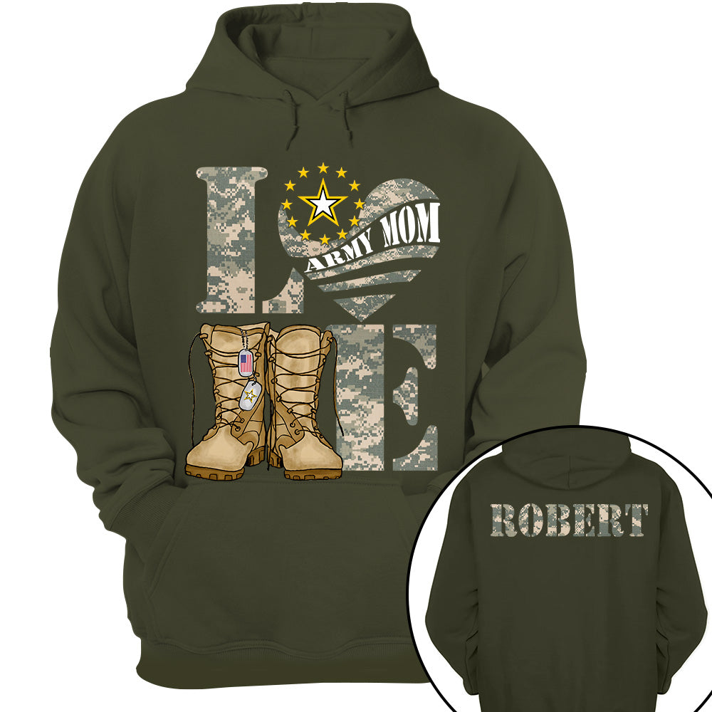 Love Army Mom Combat Boots Custom Shirt For Proud Mom Grandma Sister Military Family Shirt H2511 Trna