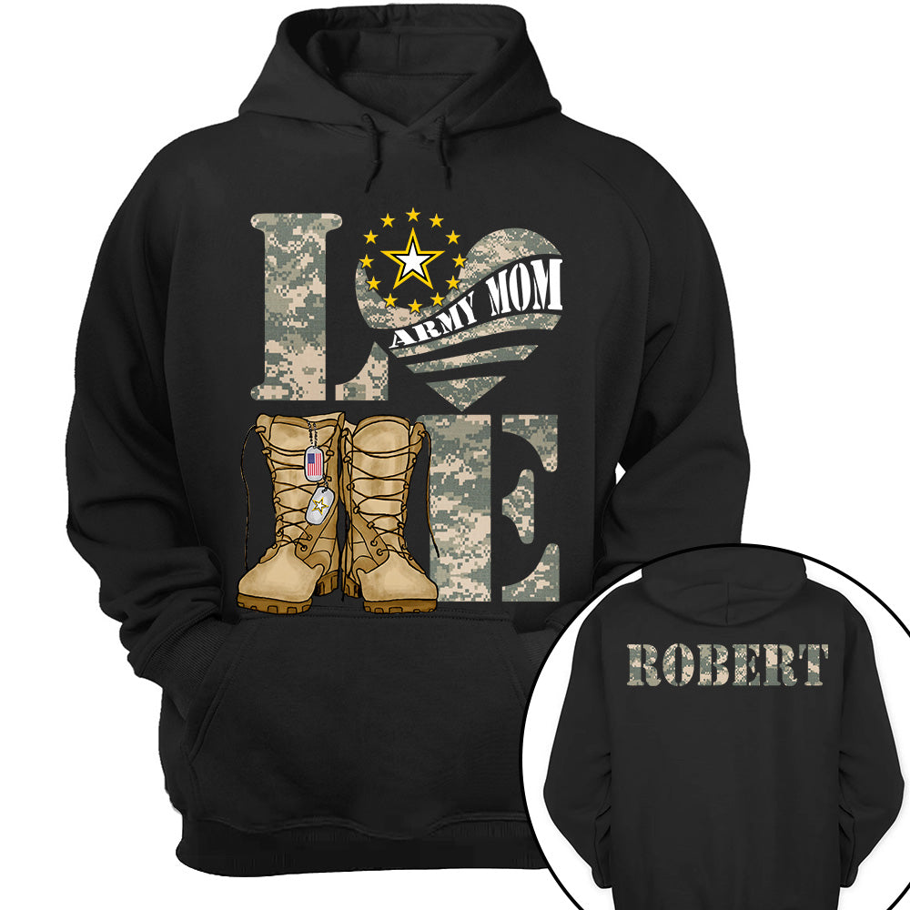 Love Army Mom Combat Boots Custom Shirt For Proud Mom Grandma Sister Military Family Shirt H2511 Trna