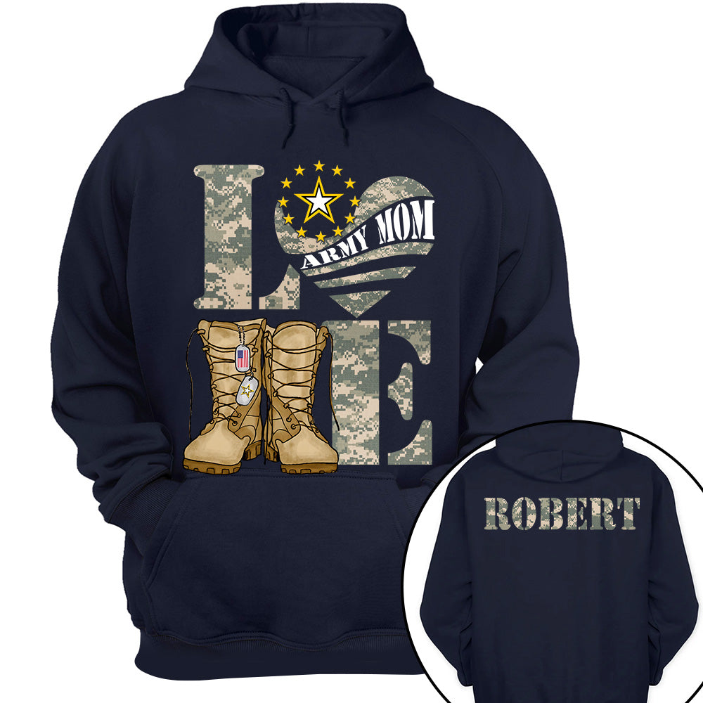 Love Army Mom Combat Boots Custom Shirt For Proud Mom Grandma Sister Military Family Shirt H2511 Trna