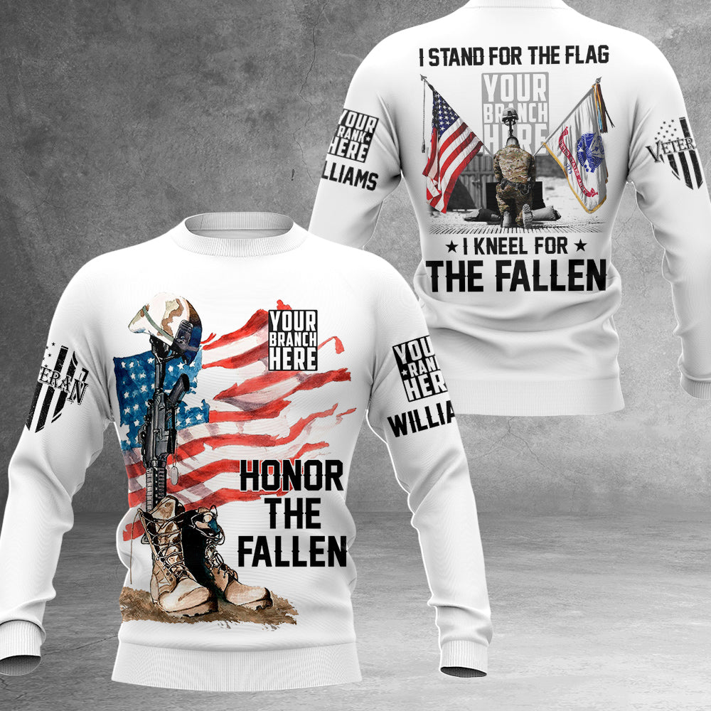 I Stand For The Flag I Kneel For The Fallen Personalized All Over Print Shirt For Veteran H2511
