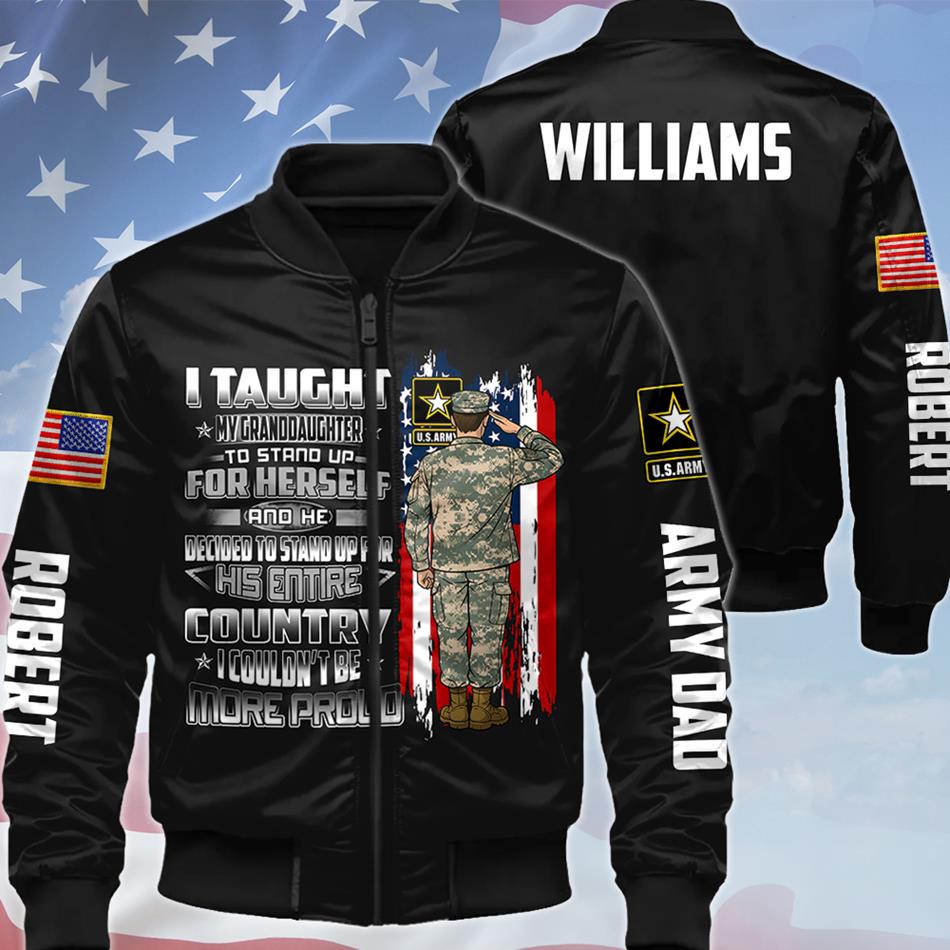 I Taught My Son To Stand Up For Himself And He Decided To Stand Up For His Country Personalized All Over Print Shirt Hoodie Gift For Proud Military Mom Dad Grandma Grandpa Shirt H2511 Trna