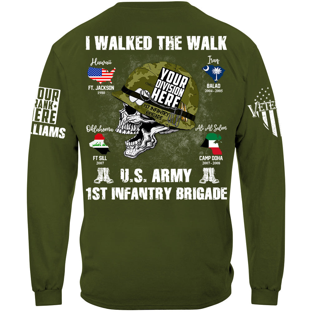 I Walked The Walk US Military Division Name Skull Shirt For Veteran H2511