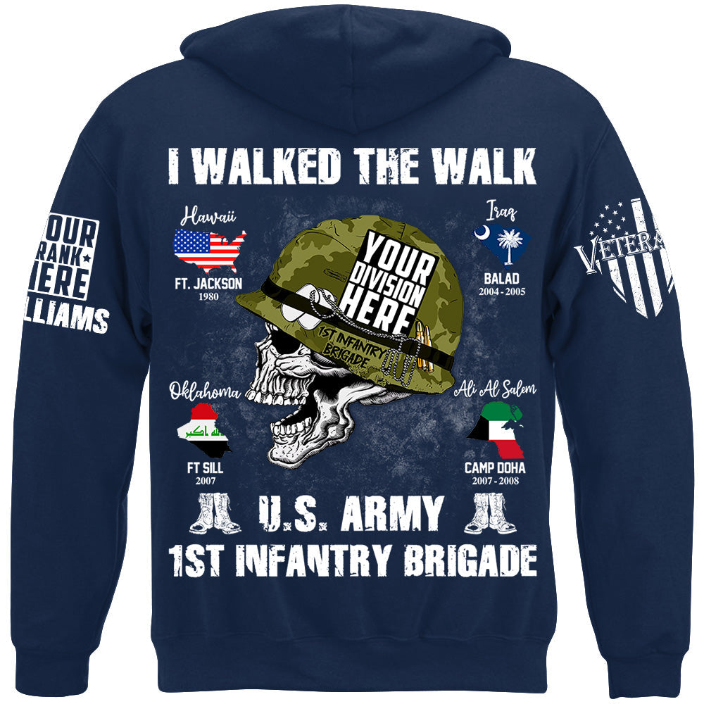 I Walked The Walk US Military Division Name Skull Shirt For Veteran H2511