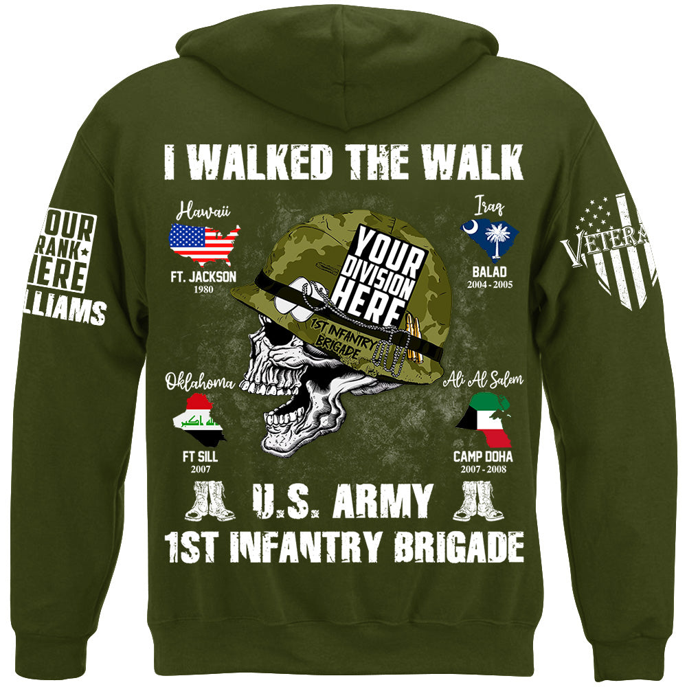 I Walked The Walk US Military Division Name Skull Shirt For Veteran H2511