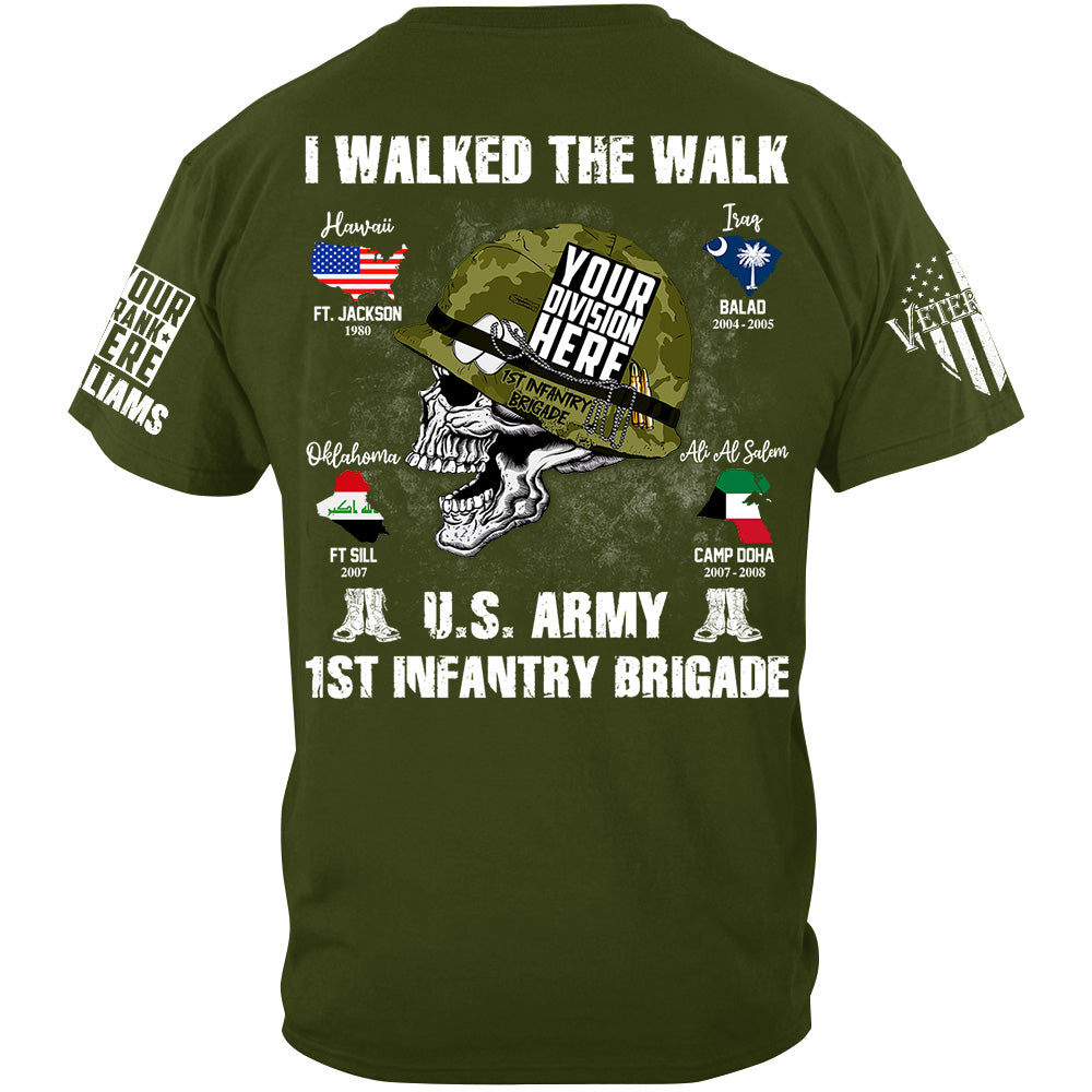 I Walked The Walk US Military Division Name Skull Shirt For Veteran H2511