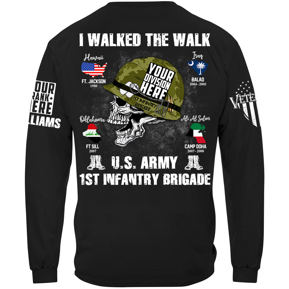 I Walked The Walk US Military Division Name Skull Shirt For Veteran H2511