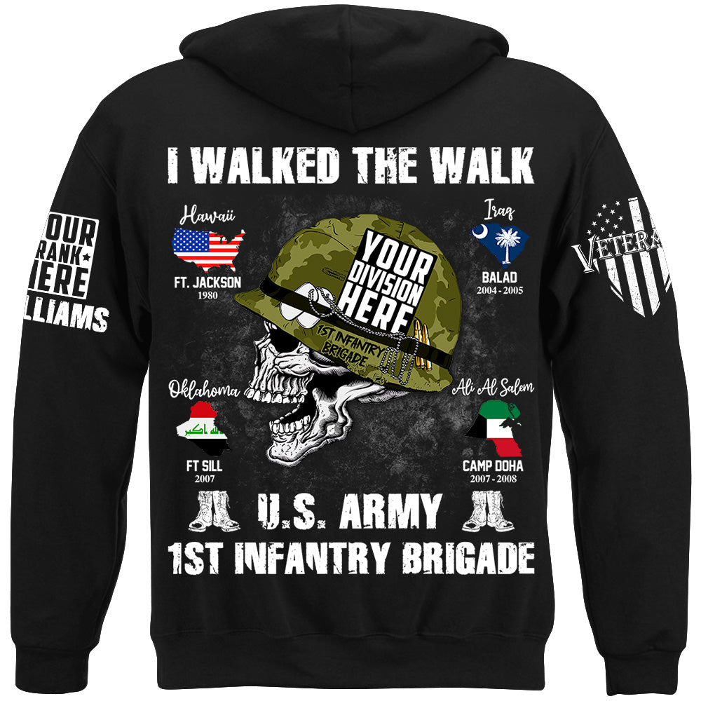 I Walked The Walk US Military Division Name Skull Shirt For Veteran H2511
