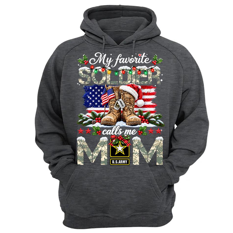 Personalized Shirt My Favorite Soldier Calls Me Mom Custom Shirt For Proud Army Mom Dad Grandma Family Christmas Shirt H2511 Trna KL07