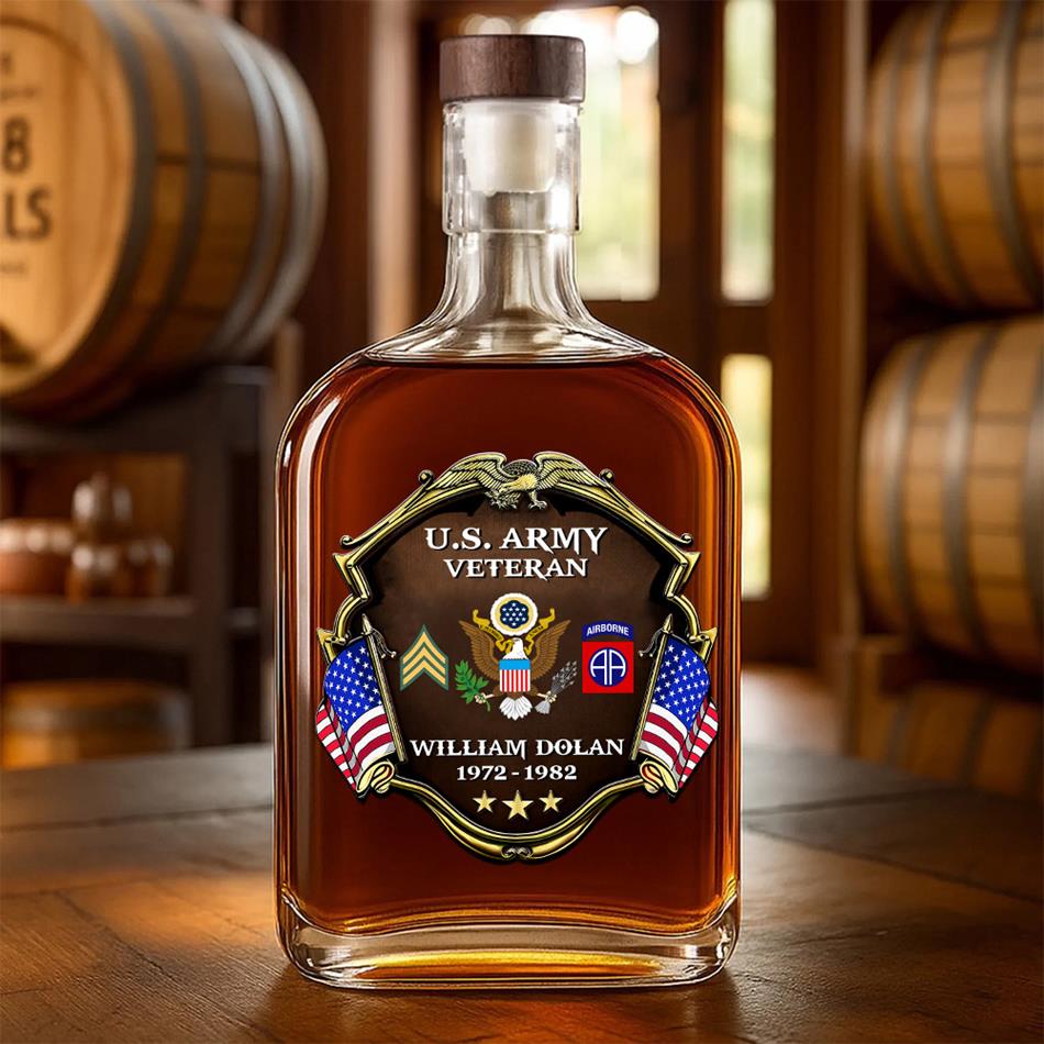 Custom Division Rank Year Of Service Whiskey Bottle For Veteran Dad Grandpa Military Retirement Gift H2511 Trna