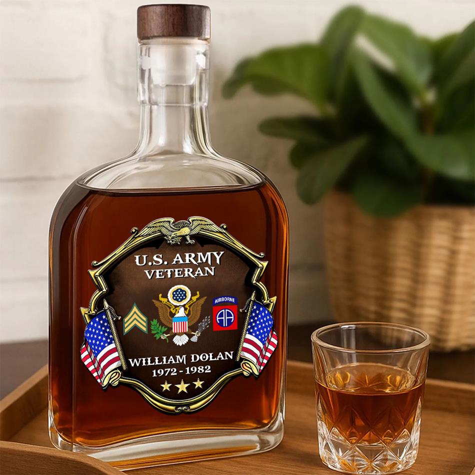 Custom Division Rank Year Of Service Whiskey Bottle For Veteran Dad Grandpa Military Retirement Gift H2511 Trna