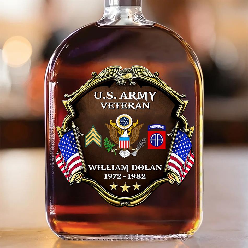 Custom Division Rank Year Of Service Whiskey Bottle For Veteran Dad Grandpa Military Retirement Gift H2511 Trna