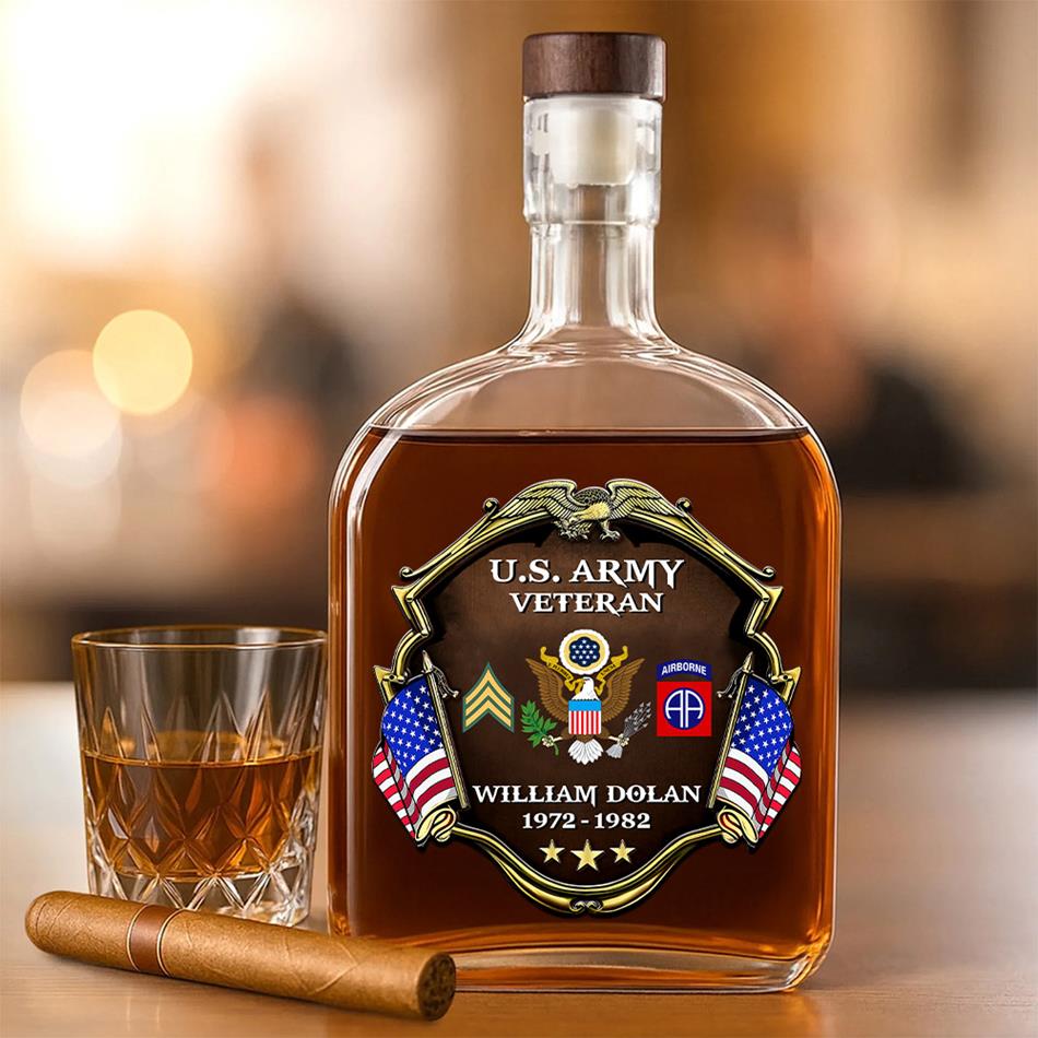 Custom Division Rank Year Of Service Whiskey Bottle For Veteran Dad Grandpa Military Retirement Gift H2511 Trna