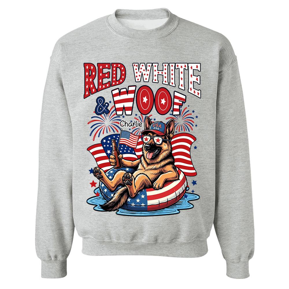 Red White Woof, Custom Photo Pet Shirt, America 250th Anniversary Gifts For Dog Cat Lovers, Dog Dad And Mom, Cat Owners T1807 Hv01
