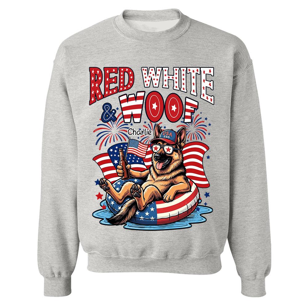Red White Woof, Custom Photo Pet Shirt, America 250th Anniversary Gifts For Dog Cat Lovers, Dog Dad And Mom, Cat Owners T1807 Hv01
