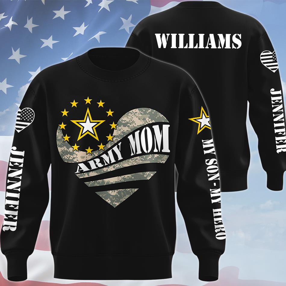 Proud Army Mom Camouflage Heart Custom All Over Print Shirt Hoodie For Proud Military Mom Grandma Aunt Shirt H2511 Trna