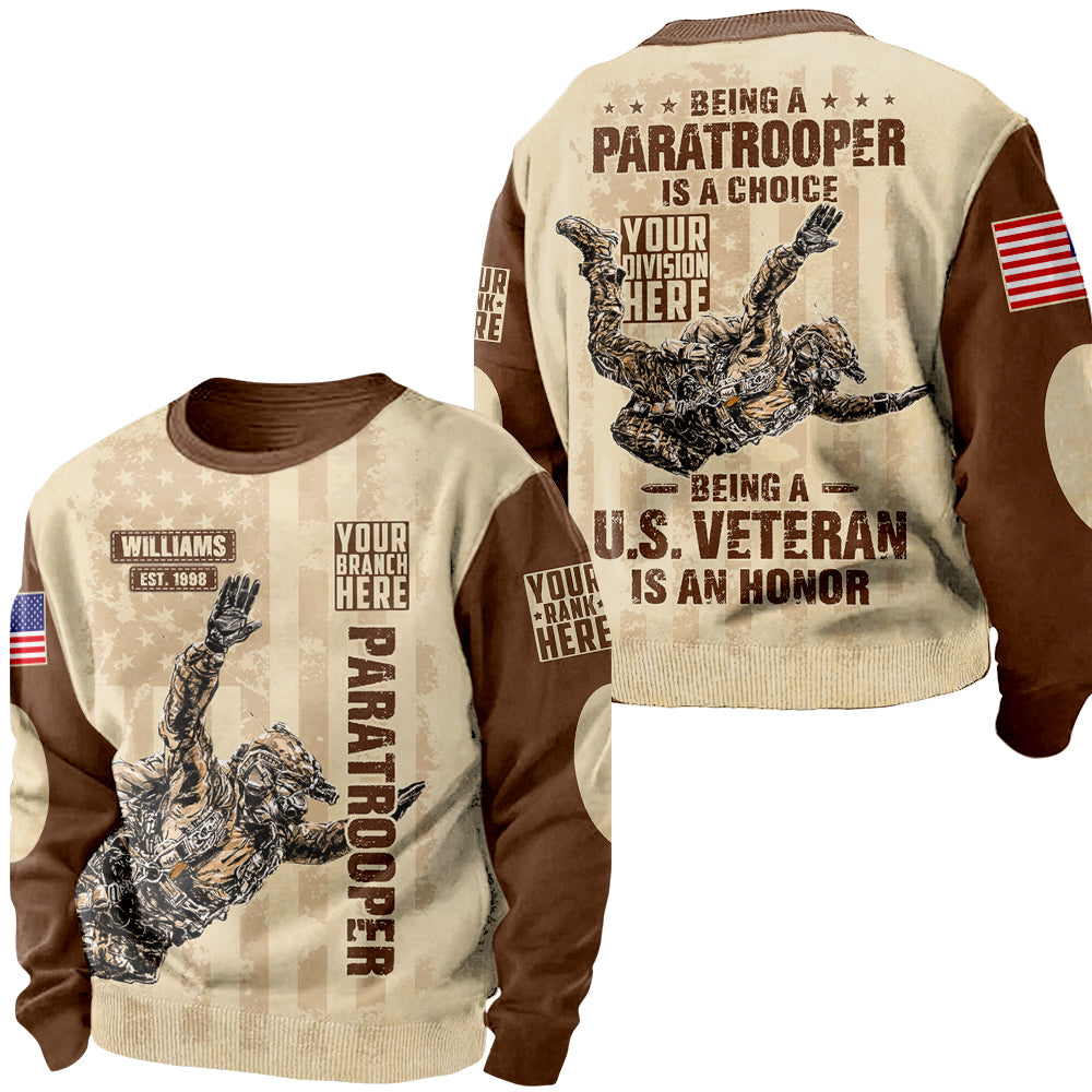 Custom Your Title Being A Paratrooper Is A Choice Being A Veteran Is An Honor Personalized All Over Print Shirt For Veteran H2511