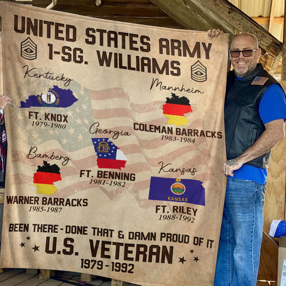 US Military World Tour Blanket Been There Done That Proud Of It US Veteran Custom Blanket For Veteran H2511