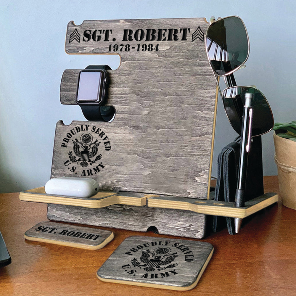 Custom All Branches Military Veteran Docking Station Gift For Military Retirement Veteran Dad Grandpa H2511