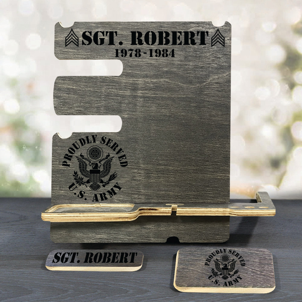Custom All Branches Military Veteran Docking Station Gift For Military Retirement Veteran Dad Grandpa H2511