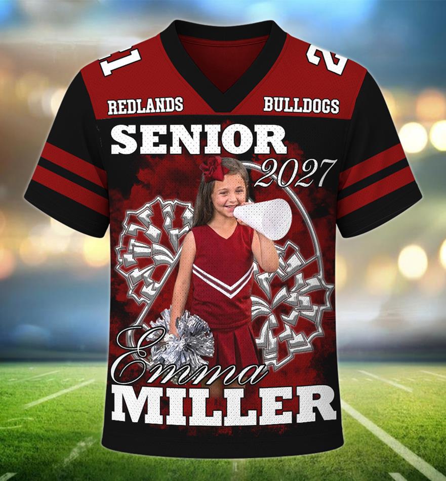 Custom Cheerleader Photo Football Jersey Shirt For Cheer Mom Dad Family Cheerleading Game Day Shirt H2511 Trna