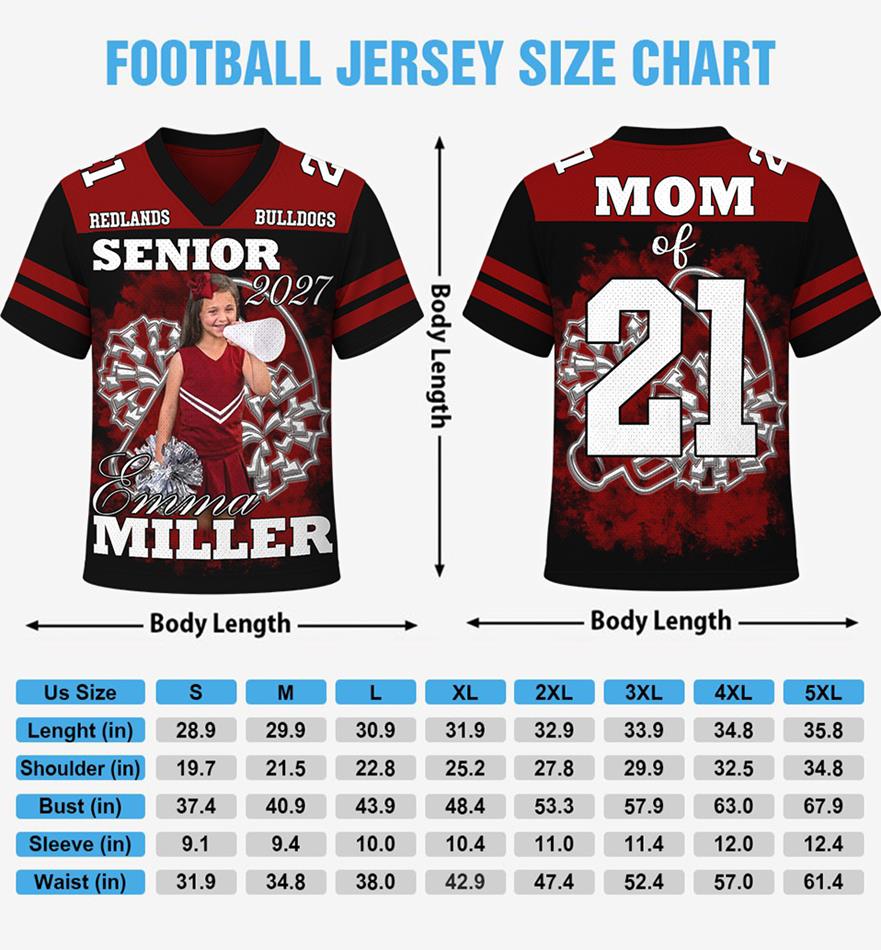 Custom Cheerleader Photo Football Jersey Shirt For Cheer Mom Dad Family Cheerleading Game Day Shirt H2511 Trna