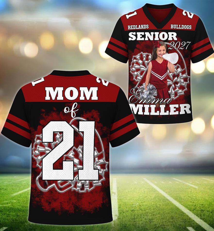 Custom Cheerleader Photo Football Jersey Shirt For Cheer Mom Dad Family Cheerleading Game Day Shirt H2511 Trna