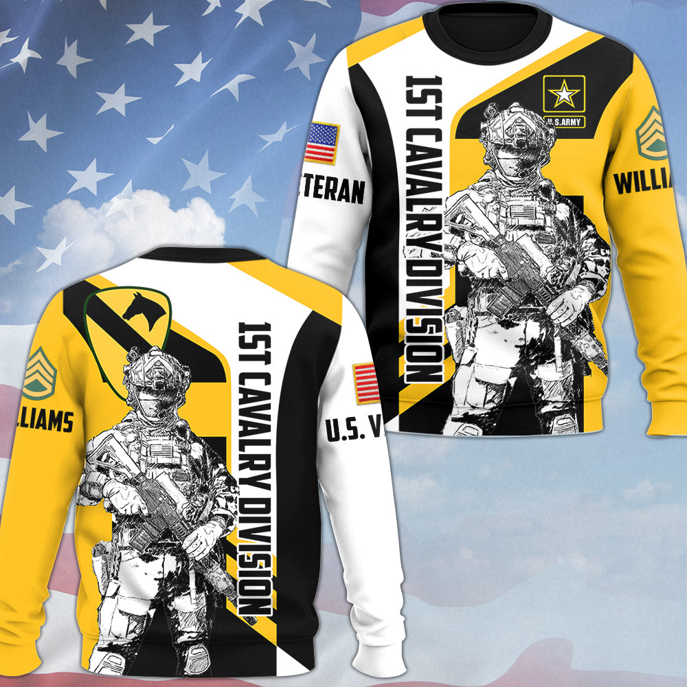 Custom 3D All Over Prints Shirt, Personalized Name And Military Division Soldier Art Shirt Gift For Veteran H2511 Trna