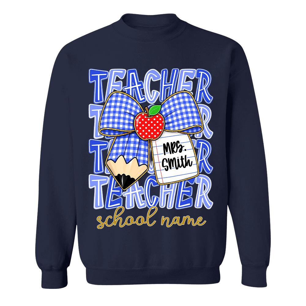 Personalized Coquette Bow Teacher Para Librarian Counselor Appreciation Back to School, Custom Job Title Teacher Name, Gifts For Teacher MI209 Hv01