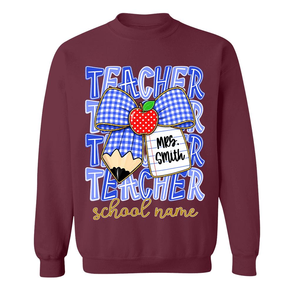Personalized Coquette Bow Teacher Para Librarian Counselor Appreciation Back to School, Custom Job Title Teacher Name, Gifts For Teacher MI209 Hv01