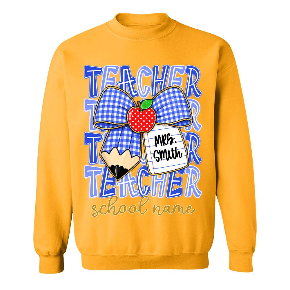 Personalized Coquette Bow Teacher Para Librarian Counselor Appreciation Back to School, Custom Job Title Teacher Name, Gifts For Teacher MI209 Hv01