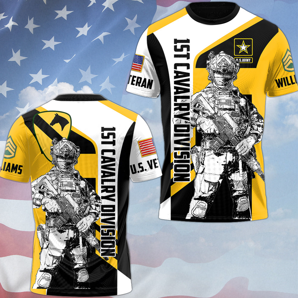Custom 3D All Over Prints Shirt, Personalized Name And Military Division Soldier Art Shirt Gift For Veteran H2511 Trna