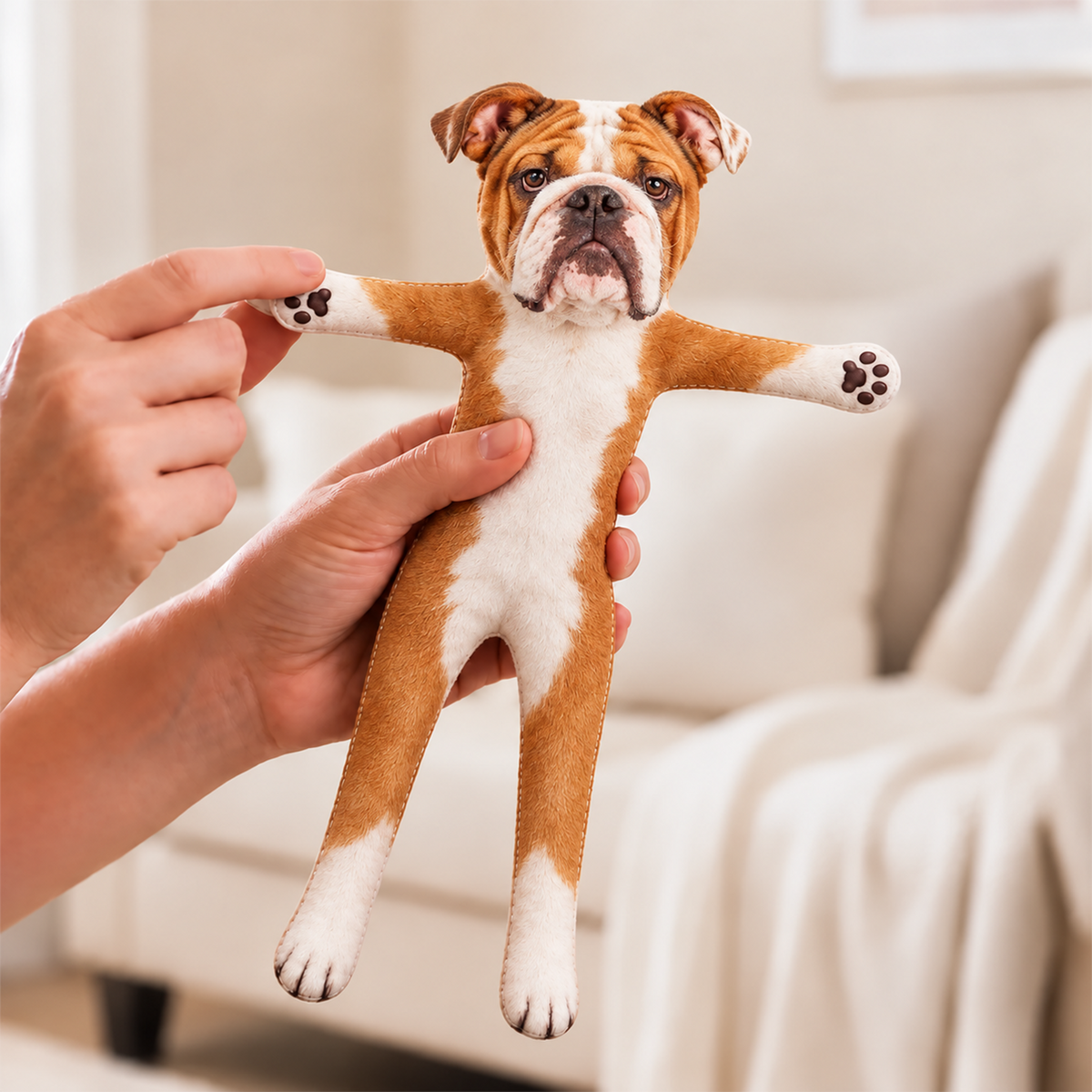 Personalized Bulldog Photo Pet Squishy Toy Poseable Plush Doll, Funny Gift For Dog Mom, Dad, Pet Lover T1807 T24 TL06
